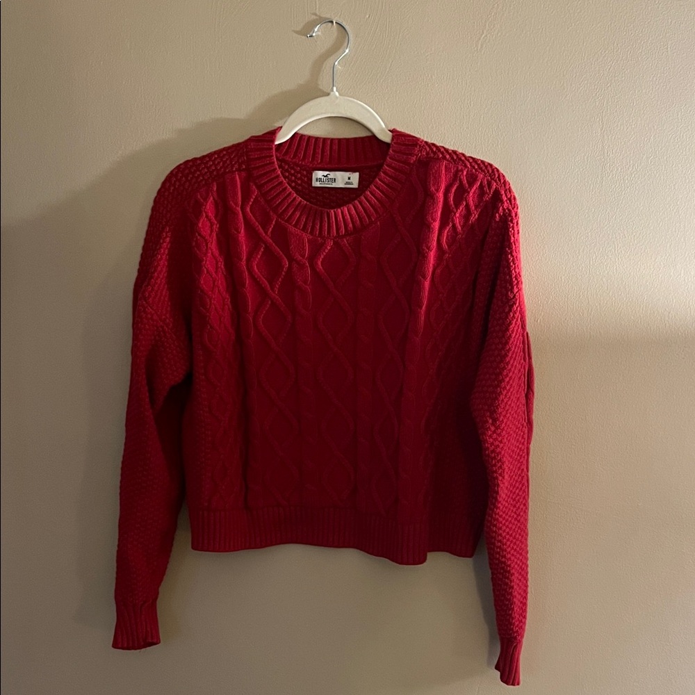 Hollister Vibrant Red Cable Knit Sweater